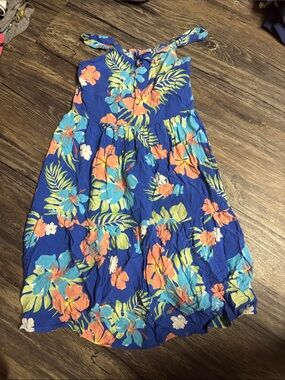The Children's Place Royal Blue Floral Tie-Shoulder Dress